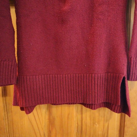 LOFT Dark Red Boatneck Tunic Sweater - Picture 4 of 6